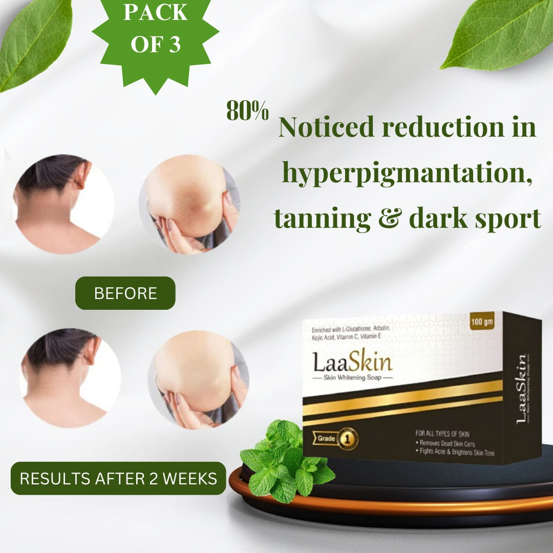 Laaskin Skin Lightening Soap with Kojic Acid, Glutathione & Arbution (3x100gm)