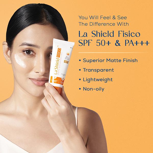 La Shield FISICO SPF 50+ & PA+++ Matte Sunscreen Gel 50 gm
