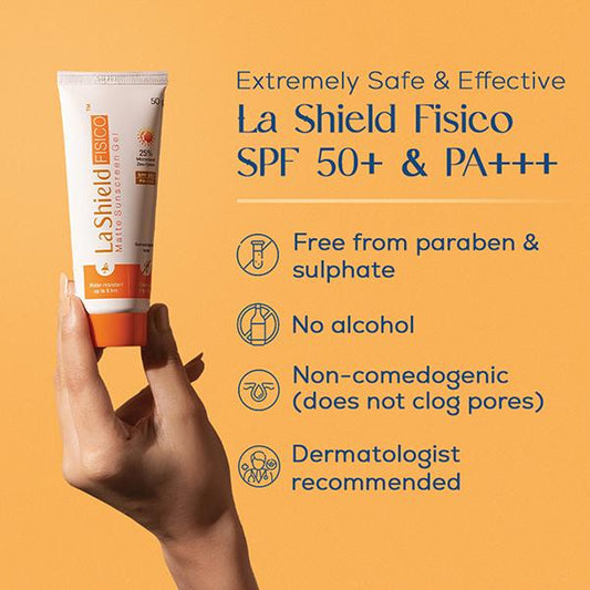 La Shield FISICO SPF 50+ & PA+++ Matte Sunscreen Gel 50 gm