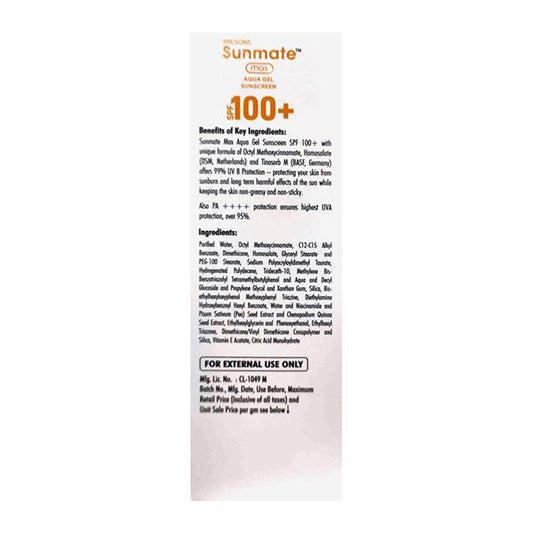 SUNMATE MAX SPF 100+ Aqua gel Sunscreen 50g