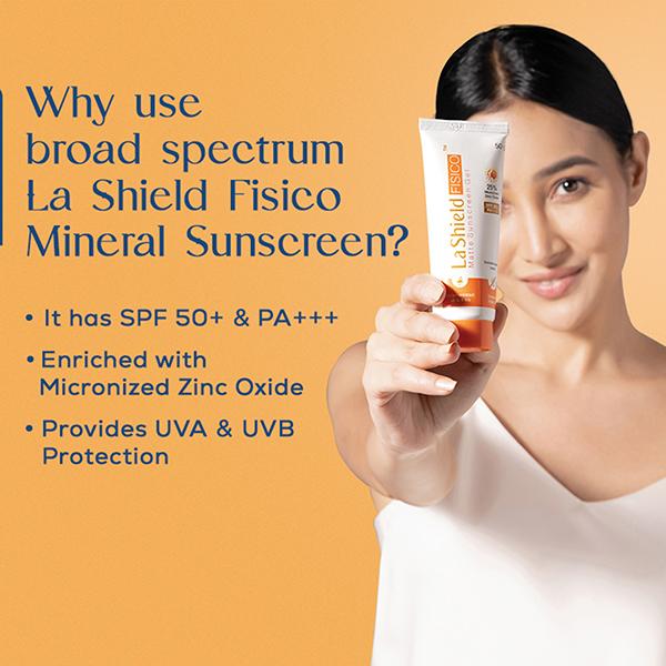 La Shield FISICO SPF 50+ & PA+++ Matte Sunscreen Gel 50 gm